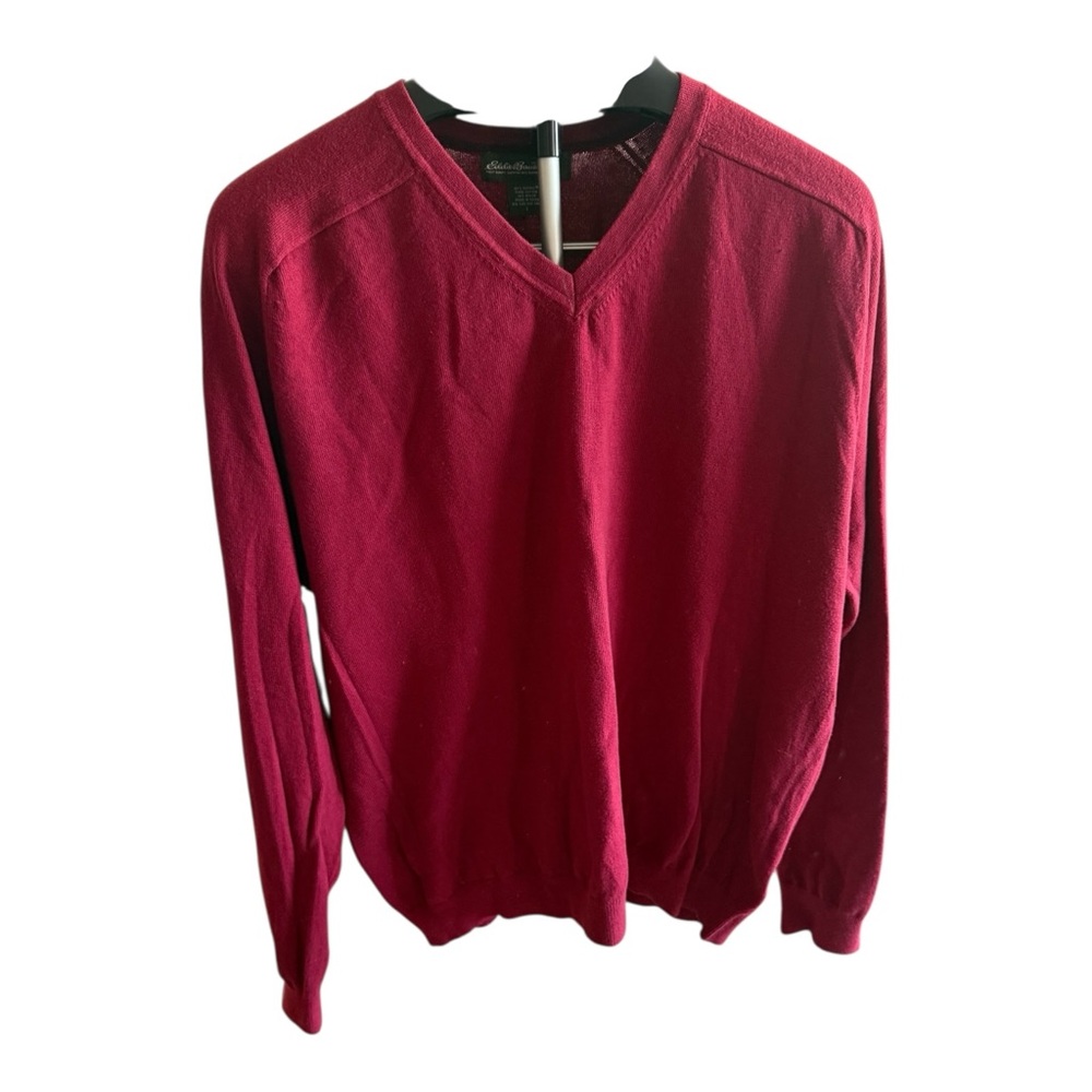 Eddie Bauer Supima Cotton Red V-Neck Men’s Sweater Size L